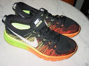 2013 Nike Flyknit Max Black/Atomic Orange/Volt 620469-018 Running Shoes! Size 7 - Picture 1 of 15