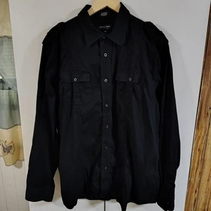 Camisa estilo occidental bordada Eighty Eight platino para hombre 2XL negra Y2K - Imagen 1 de 6