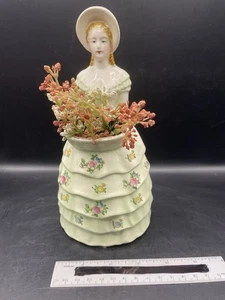Vintage viktorianische Dame Übertopf hält Blumen Japan handbemalt - Bild 1 von 6