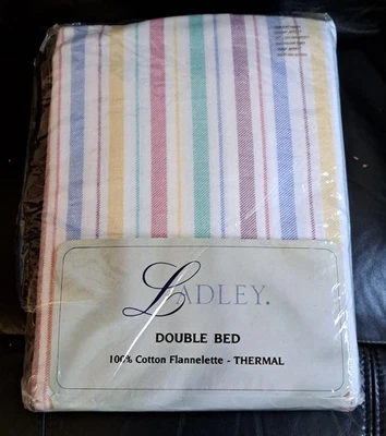 Vintage New 100% Brushed Cotton Double 2x Flat Sheets  2x Pillow Case ladley - Image 1 of 4