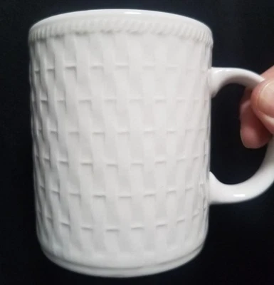Taza de café Oneida de mimbre taza de gres blanco cocina gres textura de mimbre Foto 1 de 4