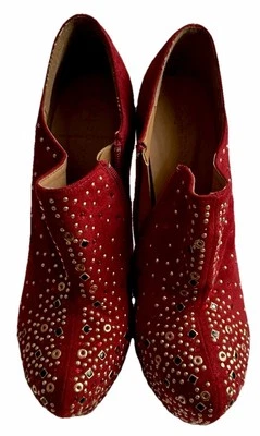 Zapatos de salón Cape Robbin para mujer de tacón alto 4,50 pulgadas rojo aguja con joyas talla 10 cremallera EE. UU. Foto 1 de 4