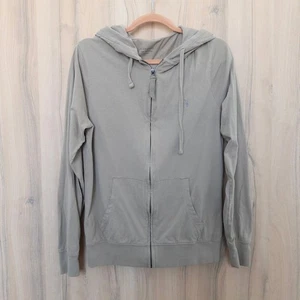 ALLSAINTS Womens Hoodie Size S Beige Zip Up Lightweight Minimalist Athleisure - Picture 1 of 7