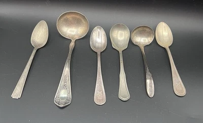 Juego de 6 cucharas plateadas vintage Foto 1 de 4