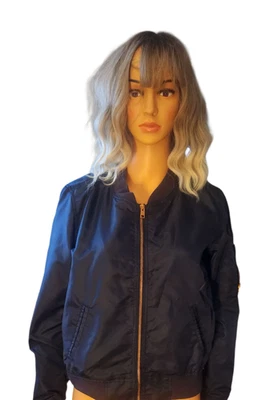 H & M разделенный куртка женщин черный длинным рукавом размер 4 куртка с карманами Bomber - Изображение 1 из 4