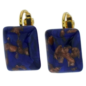Pendientes de clip de cabujón rectangulares GlassOfVenice cristal de Murano brillantes - azul marino - Imagen 1 de 4
