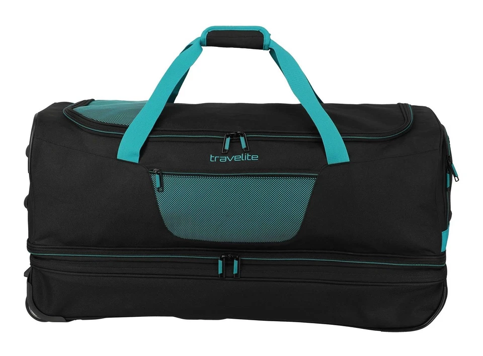 travelite Basics Wheeled Duffle Expandable L Reisetasche Black / Petrol schwarz - Bild 1 von 4