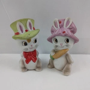 Vintage Kitschy Anthropomorphic Bunny Rabbits Boy Girl Salt And Pepper Shakers - Picture 1 of 8