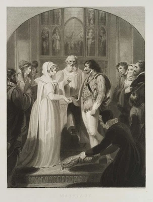 WESTALL (*1765) nach MEADOWS (*1780), Hochzeit,  1806, Crayonmanier Klassizismus - Bild 1 von 4