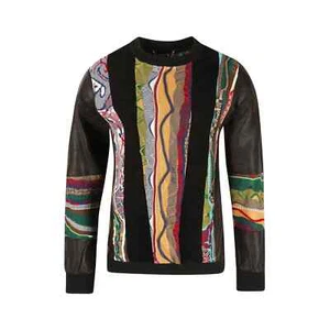 COOGI Black Leather, Suede and Sweater Pieced Crew Men's 4XL NWT - Picture 1 of 6