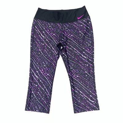 Nike Women's Capri Graphic Splatter Fitness Tights In Black/Multi In Size M - Image 1 of 4