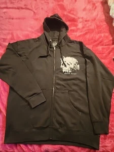 BLACK DEATH SAVES X BLACK SKULL FULL ZIP UP HOODIE SIZE 2XL - Picture 1 of 17