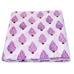 Tela de algodón indio estampada a mano Sanganeri material artesanal impreso en bloque manual 10 yardas - Imagen 1 de 5