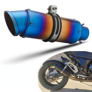 Slip on Blue Exhaust Muffler Tail Pipe For 38-51mm Motorcycle ATV Dirt Bike