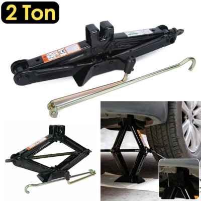Black Car Van Garage Workshop 2 Ton Tonne Scissor Jack Stand Lift Wind Up  Tool - Image 1 of 4