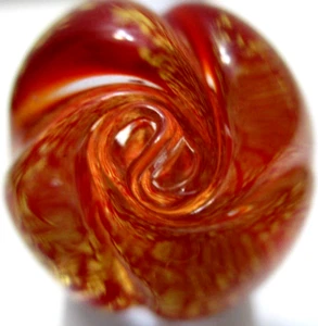 Murano Lamp Work Glass Ring Italy Infused 22K Gold Foil Flower Red Size 6 - Picture 1 of 7