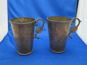 Paar frühe LATEINAMERIKANISCHE TRINKBECHER mit Kupfergriff - Bild 1 von 9