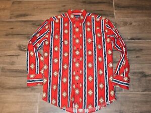 Wrangler Long Sleeve Button-Front Western Striped Dress Shirt Cowboy Snap M Rare