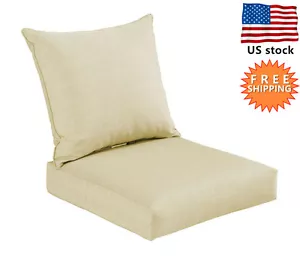 Bossima Outdoor Deep Seat Cushion Patio High Back Chair Pad Set Dining Cream - Picture 1 of 6