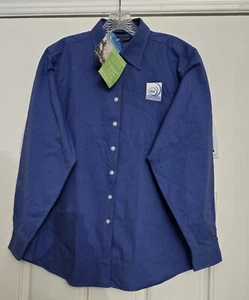 Devon & Jones Shirt Men XL Blue L/S Pima Oxford Cotton Button Up BIE Logo Casual - Picture 1 of 13
