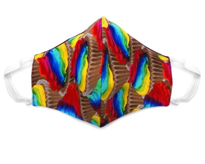 Máscara facial de tela de algodón reutilizable lavable adulto hecha a mano en EE. UU. Cupcakes arco iris Foto 1 de 2