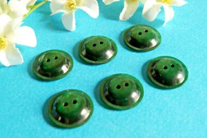 1219B Superb Buttons "Comète" Green Iridescent Lot Of 6 Vintage Buttons - Picture 1 of 4