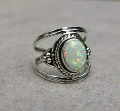 Ethiopian Opal Ring 925 Sterling Silver Opal Ring Handmade Opal Jewelry - Image 1 of 2