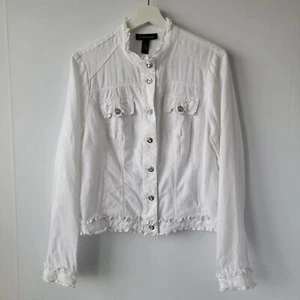 I.n.c international concepts womens 100% linen lightweight jacket size M reffed - Picture 1 of 7
