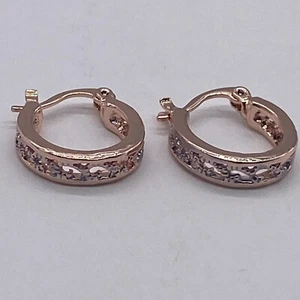 Hoop Earrings Gold Platinum Filled Rose Gold Sliver Tone 1cm - Picture 1 of 12