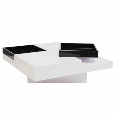 B-Ware Tavolino da Caffè HWC-G85, Tavolo da Soggiorno, Ripiano 29x80x80cm, Bianco Nero - Immagine 1 di 4
