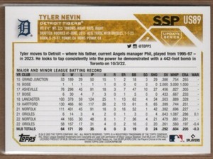2023 Topps Update Gold Mirror Variation US89 TYLER NEVIN - Detroit Tigers - SSP