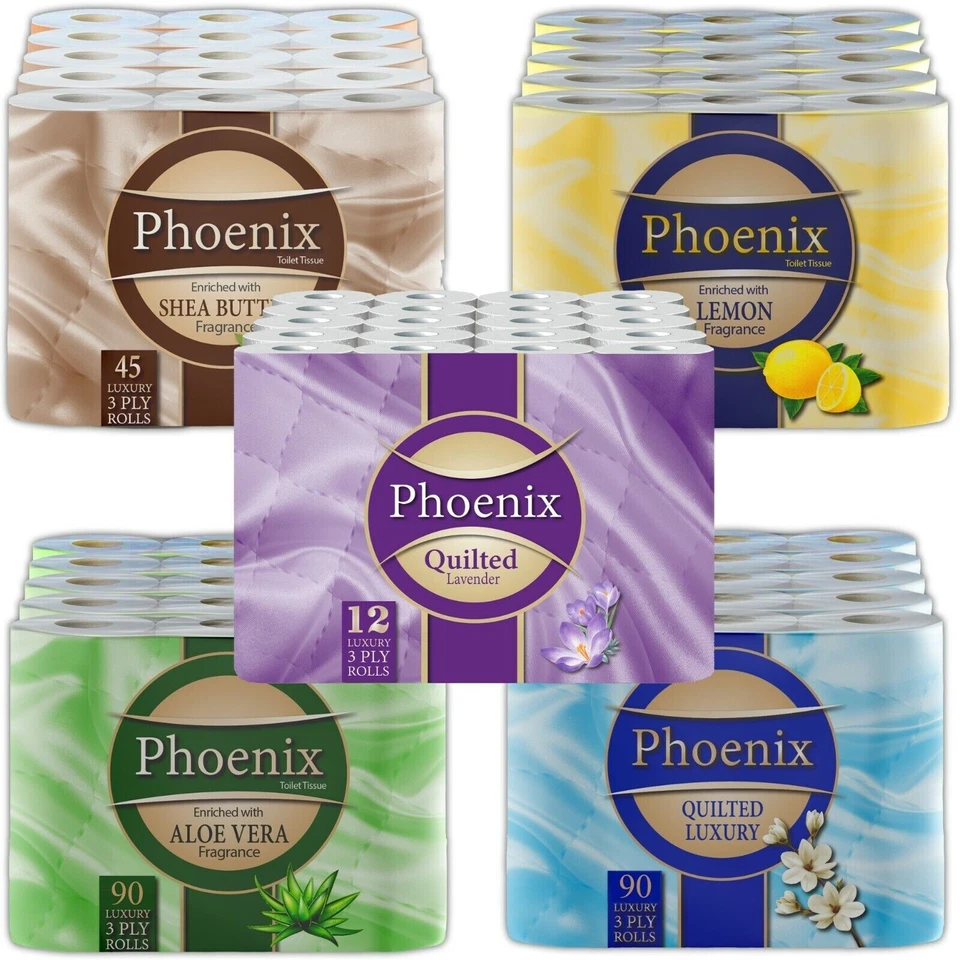 Phoenix Range Quilted 3 Ply Scented Luxury Toilet Paper Tissue - 45 / 60 Rolls - Image 1 of 1