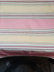 Laura Ashley Tablecloth Easy Care Polyester Yellow/Coral/Green stripe 60” X 102” - Picture 1 of 6