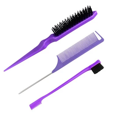 Juego de 3 cepillos para el cabello resbaladizos para la espalda cepillo para el cabello de cerdas cepillo para burlas Foto 1 de 4