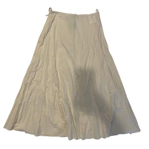 CHRISTIAN DIOR Women's Flared Mid-Length Skirt Size 4 Ecru Cotton Side Zipper - Picture 1 of 7