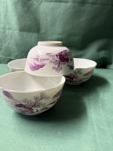Old Chinese Carmine red porcelain 4 bowls with elegant Scenic drawing - Picture 1 of 7