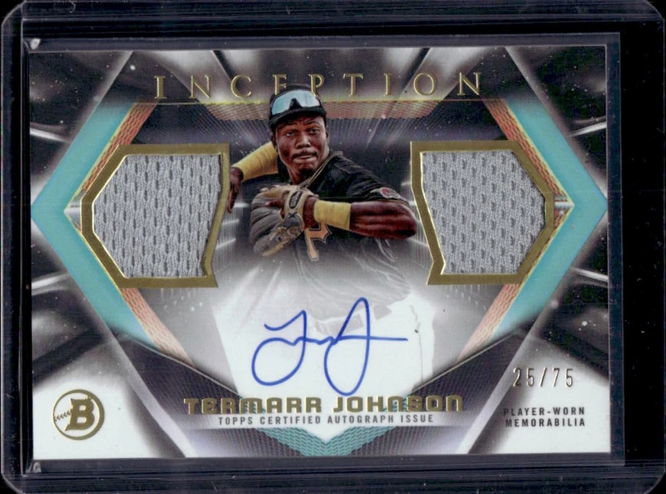 2023 Bowman Inception Termarr Johnson Auto Dual Relics #25/75 Pirates - Image 1 of 2