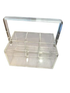 Vintage Acrylic Utensil Napkin Caddy With Handle 8"x6" Picnic Party's MCM Used - Picture 1 of 7