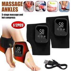 1/2 Pair Electric Foot Ankle Massager Pain Relief 3 Modes Vibration Hot Compress - Picture 1 of 32