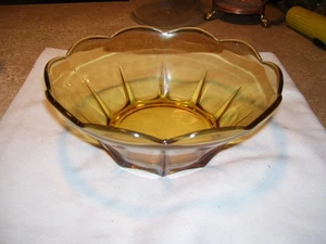 Vintage Amber Glass Serving Bowl - Picture 1 of 1