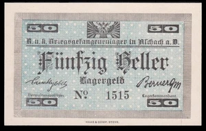 i-010286 Austria-Hungary 50 Krone 1915-18. POW Camp Aschach UNC - Picture 1 of 2