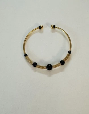 ¡NUEVO! Brazalete enchapado en oro 14k con esmalte de ónix hecho a mano Foto 1 de 4