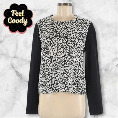Top KATE SPADE New York Negro Blanco Leopardo Manga Larga Tejido Talla M Mujer Foto 1 de 4