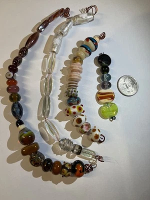 Holiday Artisan Lampwork Collection – Mixed Neutral, Pastel & Metallic Art Glass - Image 1 of 4