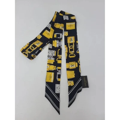 NUEVO AUTÉNTICO Louis Vuitton Negro Dorado Multicolor LV Monograma Seda Flaco Bandeau Foto 1 de 4