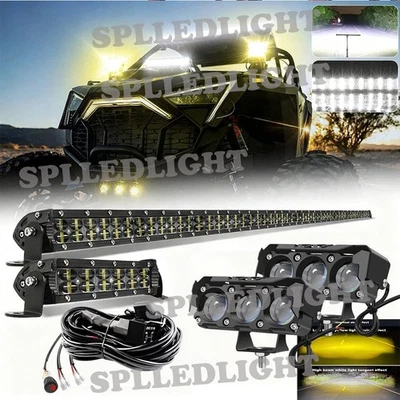Fit Can-am Defender HD8/HD9/HD10 Roof 52"+8" LED Light Bar Wire+3" Cube Pods Kit - Image 1 of 4