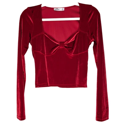 Hollister 红色天鹅绒农民奇思戈斯文艺复兴黑暗仙女胸罩上衣 S — 第 1/4 张图片