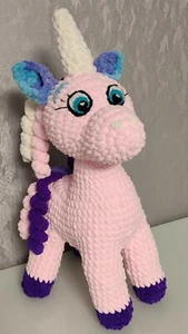 Amigurumi Einhorn 60cm Rosa Kuscheltiere Handgefertigt Gehäkelt Kinder-Geschenk - Bild 1 von 5