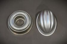 Vintage Aluminum Jello Cake Small Bundt Ring Molds Egg Squash Rd Shapes Lot of 2