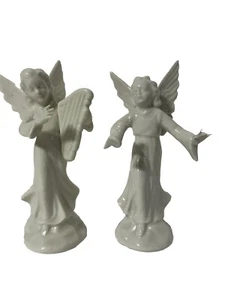 Germany Dresden Porcelain Angels Harp And Horn Vintage - Picture 1 of 14